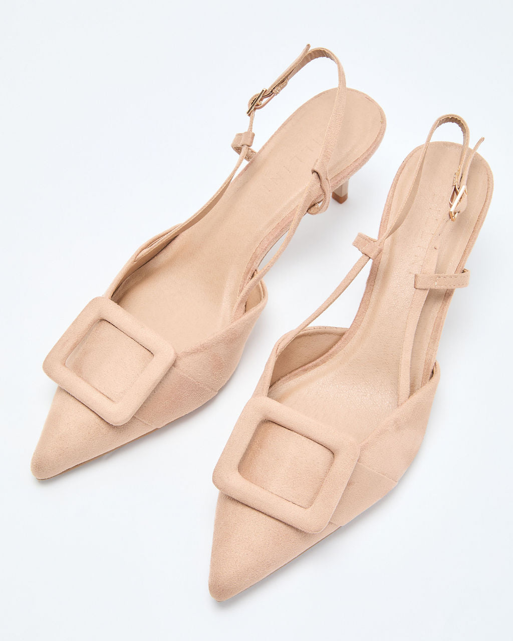 Hazel Lane Buckle Suede Slingback Heels