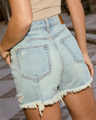 Santa Maria High Rise Distressed Hem Jean Shorts