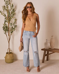 Paths Cross Knit Sleeveless Wrap Top