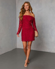 Emberlee Off The Shoulder Lace Mini Dress