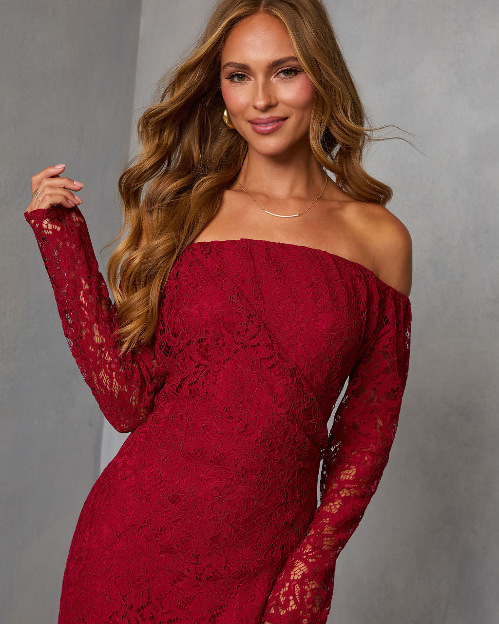 Emberlee Off The Shoulder Lace Mini Dress