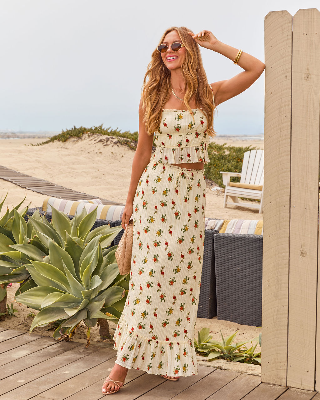 Market Morning Drawstring Maxi Skirt