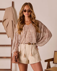 Eminah Front Tie Peasant Top