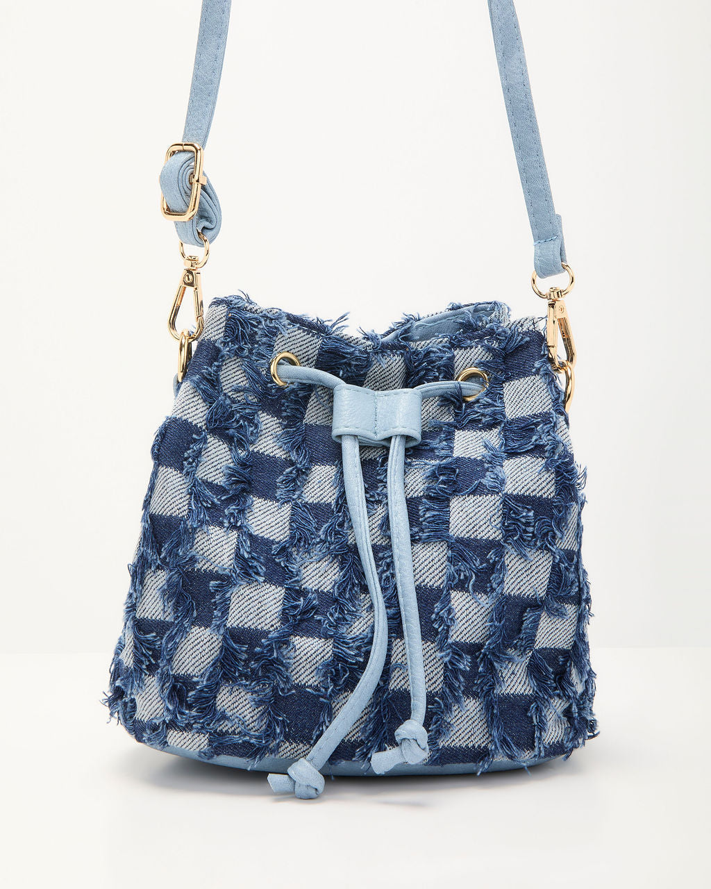 Jolena Checkered Denim Crossbody Bag