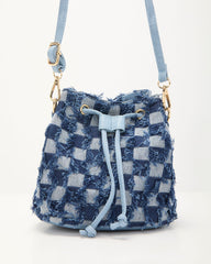 Jolena Checkered Denim Crossbody Bag