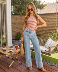 Loriana Stretch Pintuck Wide Leg Jeans