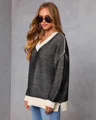 Lesiette Contrast Crochet Knit Sweater