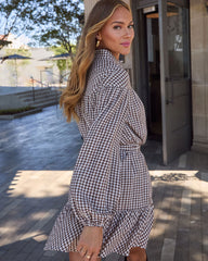 Sweet Autumn Plaid Waist Tie Mini Dress