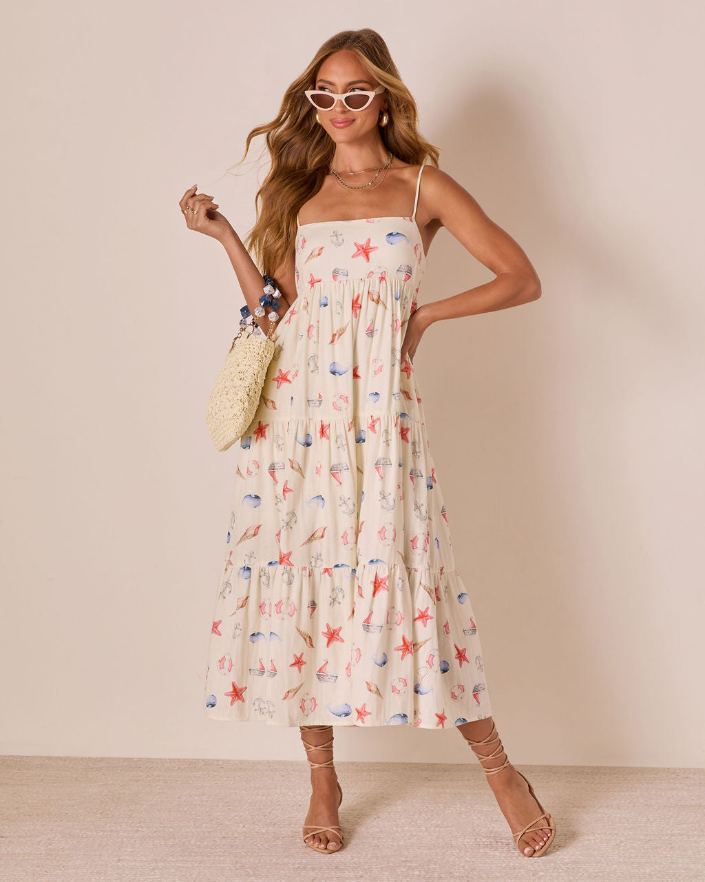 Harbor Days Nautical Print Maxi Dress