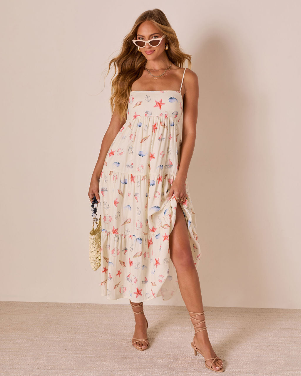 Harbor Days Nautical Print Maxi Dress