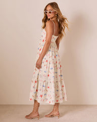 Harbor Days Nautical Print Maxi Dress