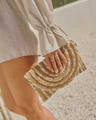 Ameria Woven Textured Straw Clutch