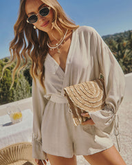 Ameria Woven Textured Straw Clutch