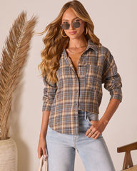 Ecole Plaid Button Down Top