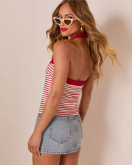 Preslie Striped Halter Neck Tank