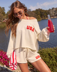 American Belle Relaxed USA Embroidered Top