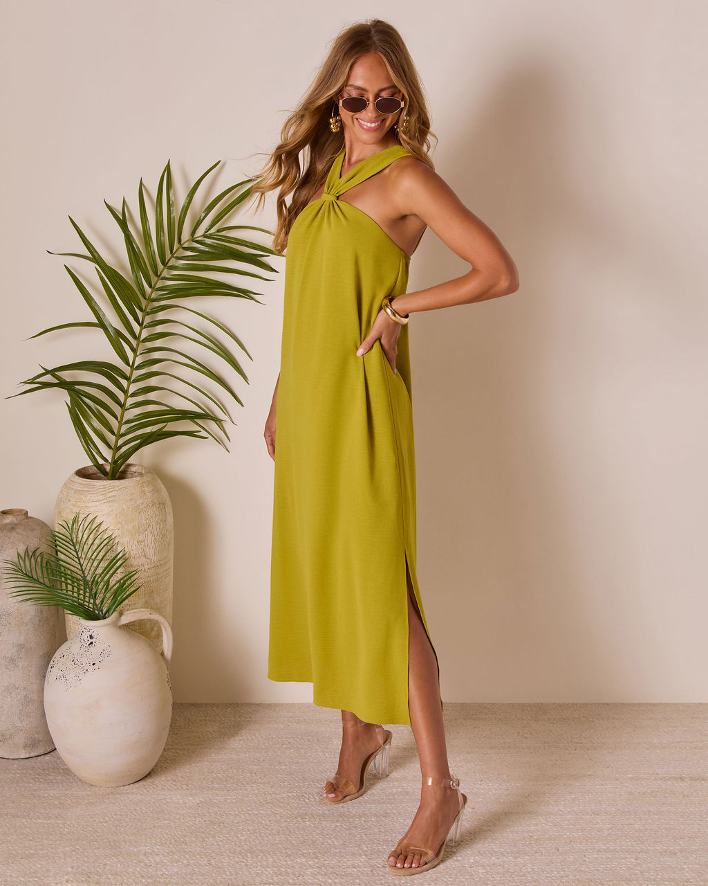 Tropic Whisper Halter Maxi Dress
