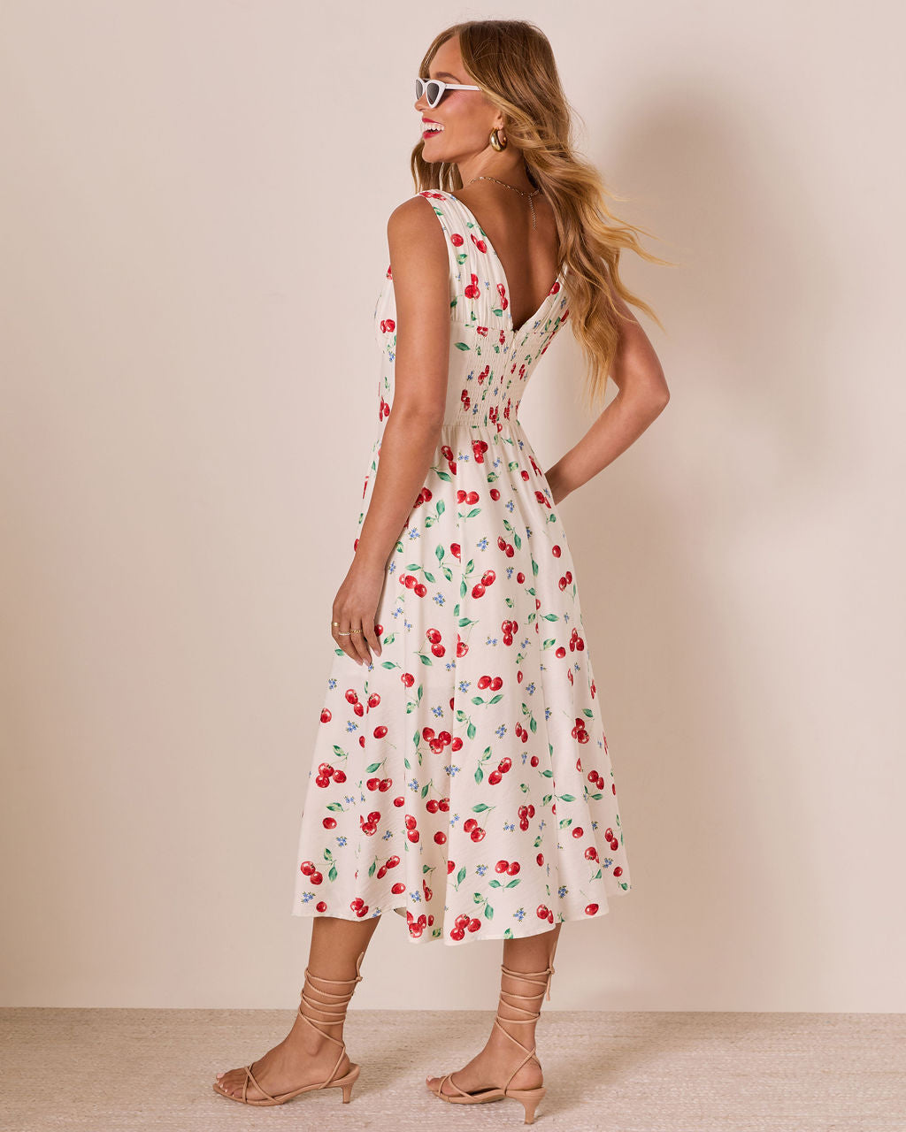Sweet Tart Cherry Print Midi Dress
