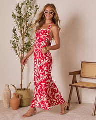 Prairie Rose Abstract Halter Jumpsuit