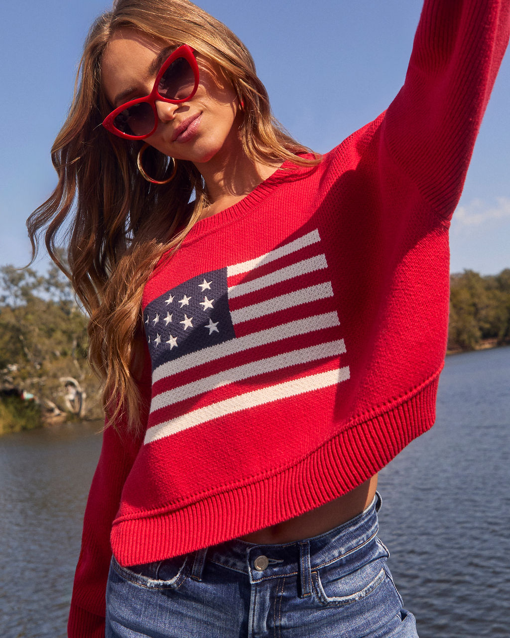 Elouise American Flag Crewneck Sweater
