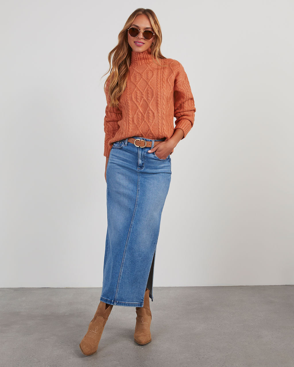 Sheila Cable Knit Turtleneck Sweater