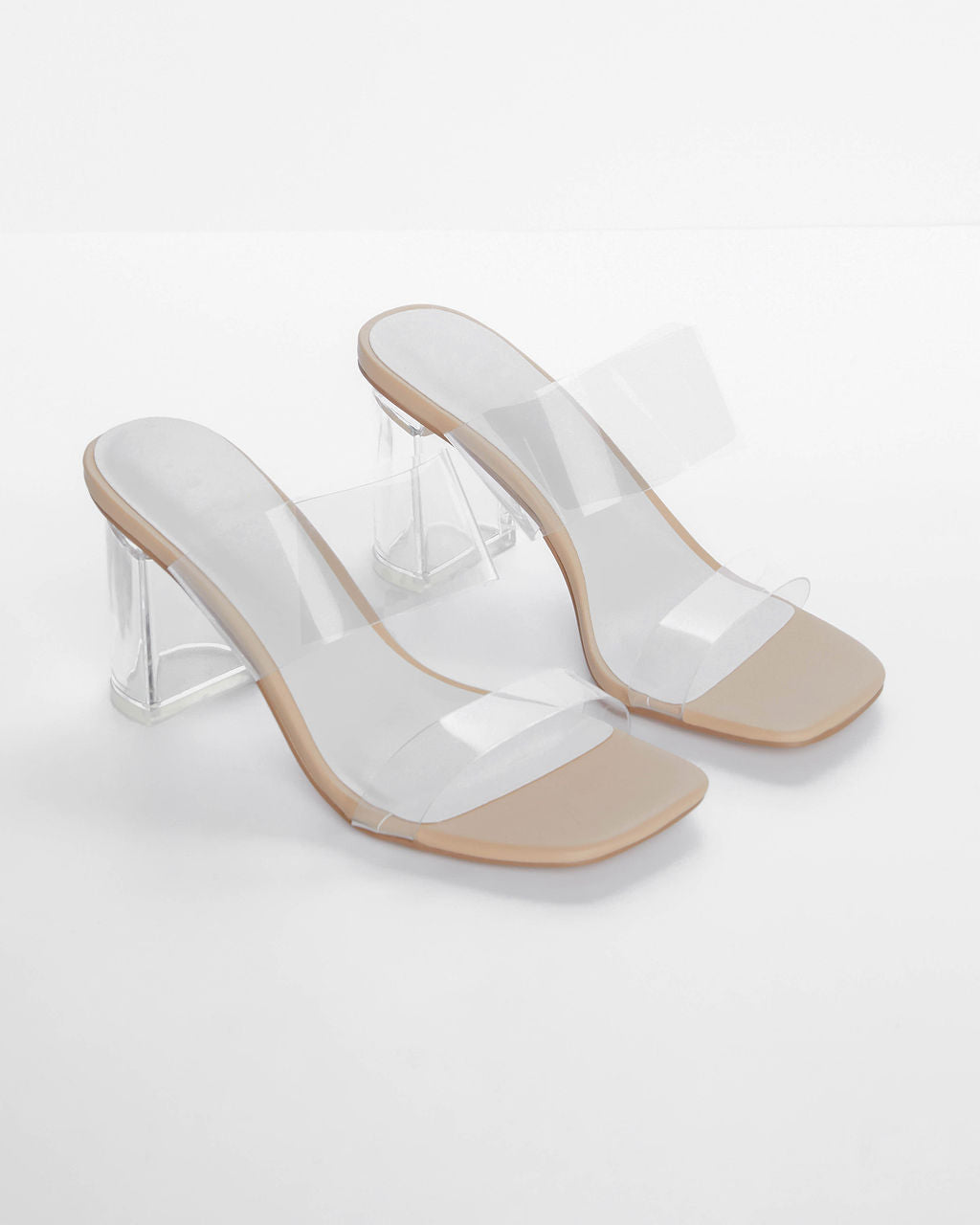 Jodi Clear Block Heel Mules
