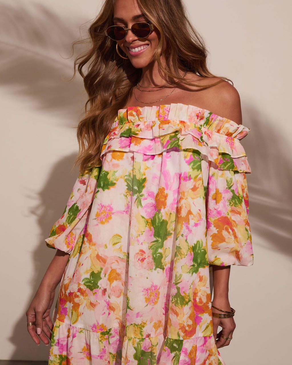 Carefree Dreamer Off The Shoulder Mini Dress