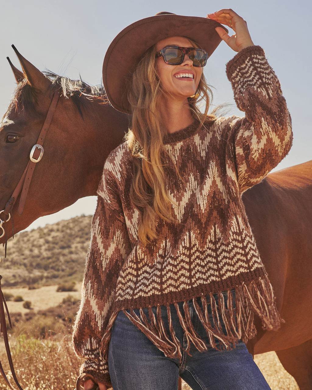 Chelie Fringe Abstract Sweater