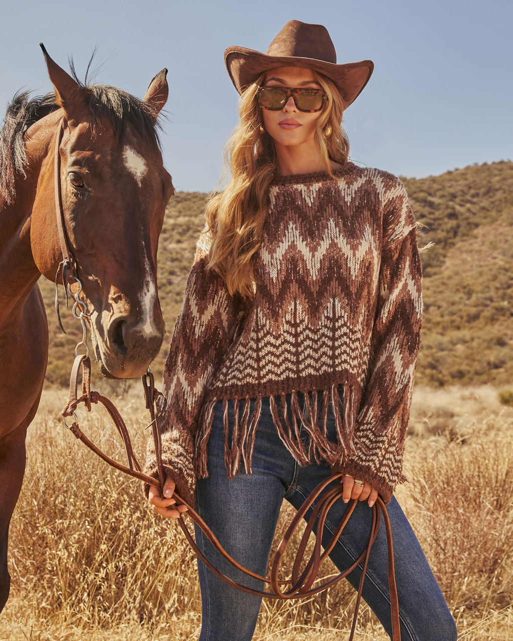 Chelie Fringe Abstract Sweater