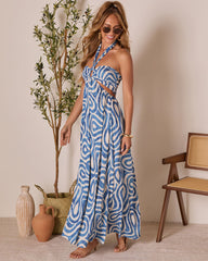Lacie Abstract Halter Maxi Dress