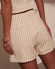 Sailen Belted Pinstripe Shorts