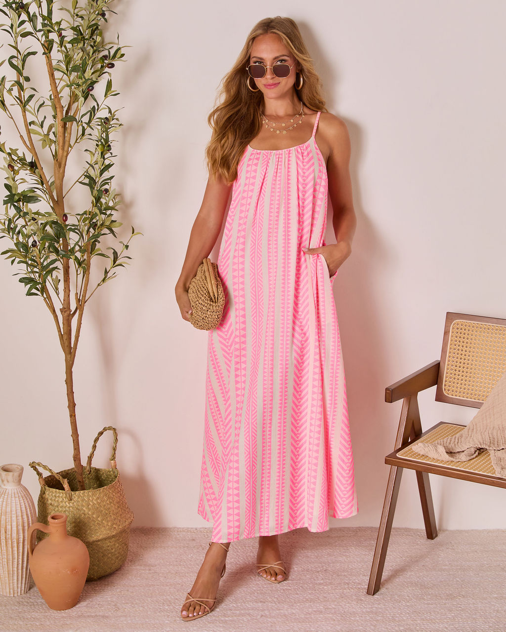 Lenise Embroidered Shift Maxi Dress