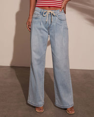 Wanderfolk Super Stretch Drawstring Wide Leg Jeans