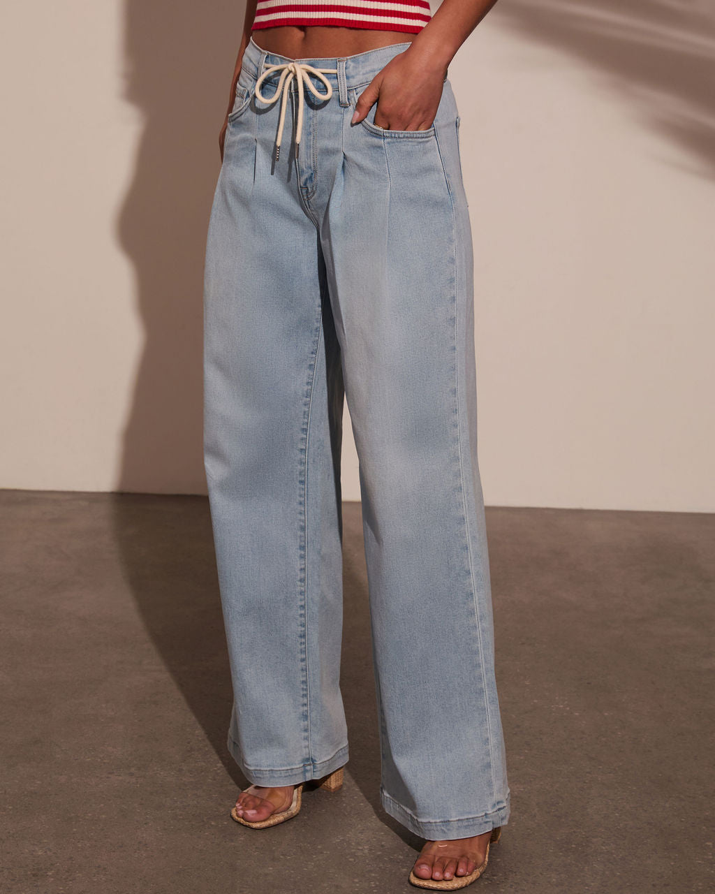 Wanderfolk Super Stretch Drawstring Wide Leg Jeans