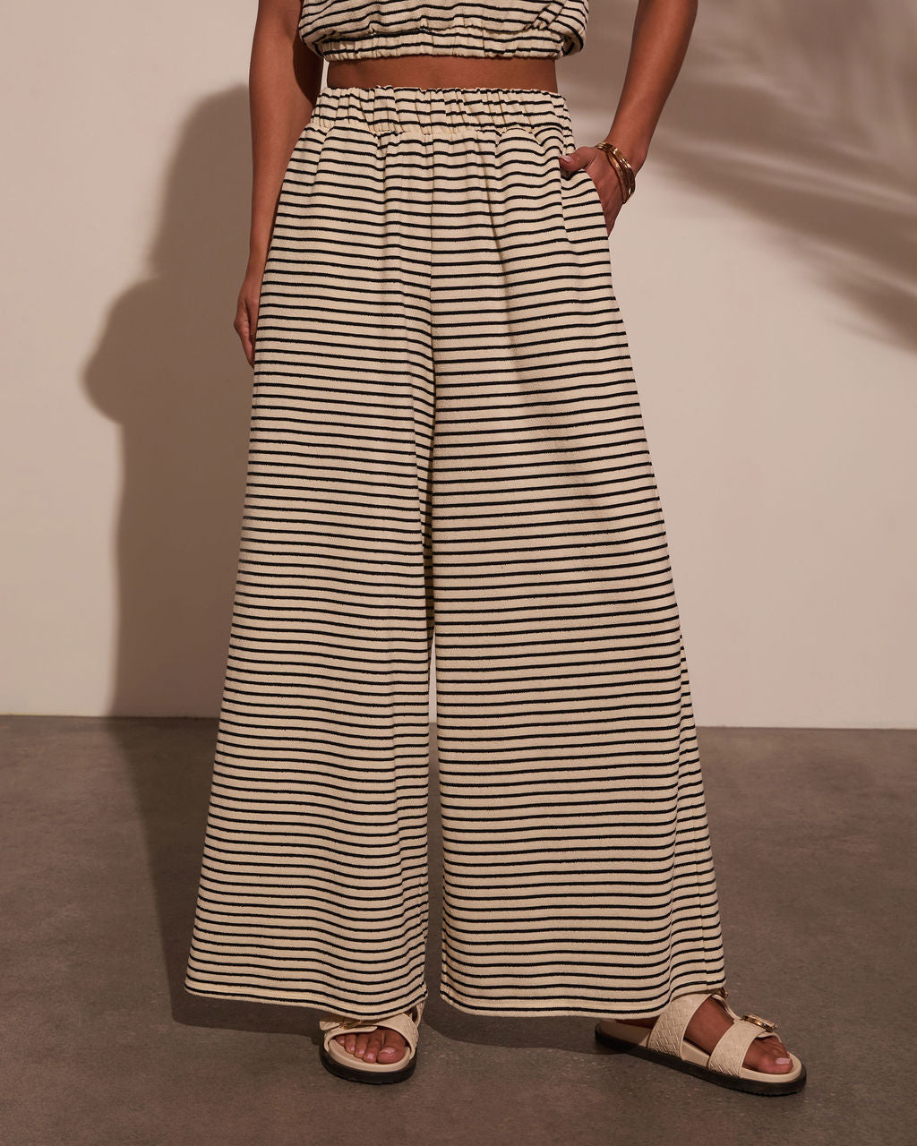 Washed Away Striped Wide Leg Pants