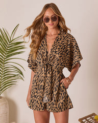 Scratch That Printed Pocketed Tie Romper
