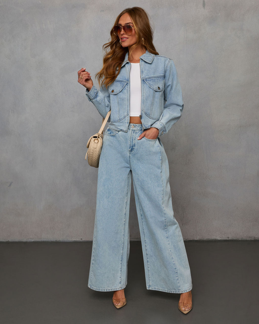 Sindy Wide Leg Pleated Jeans