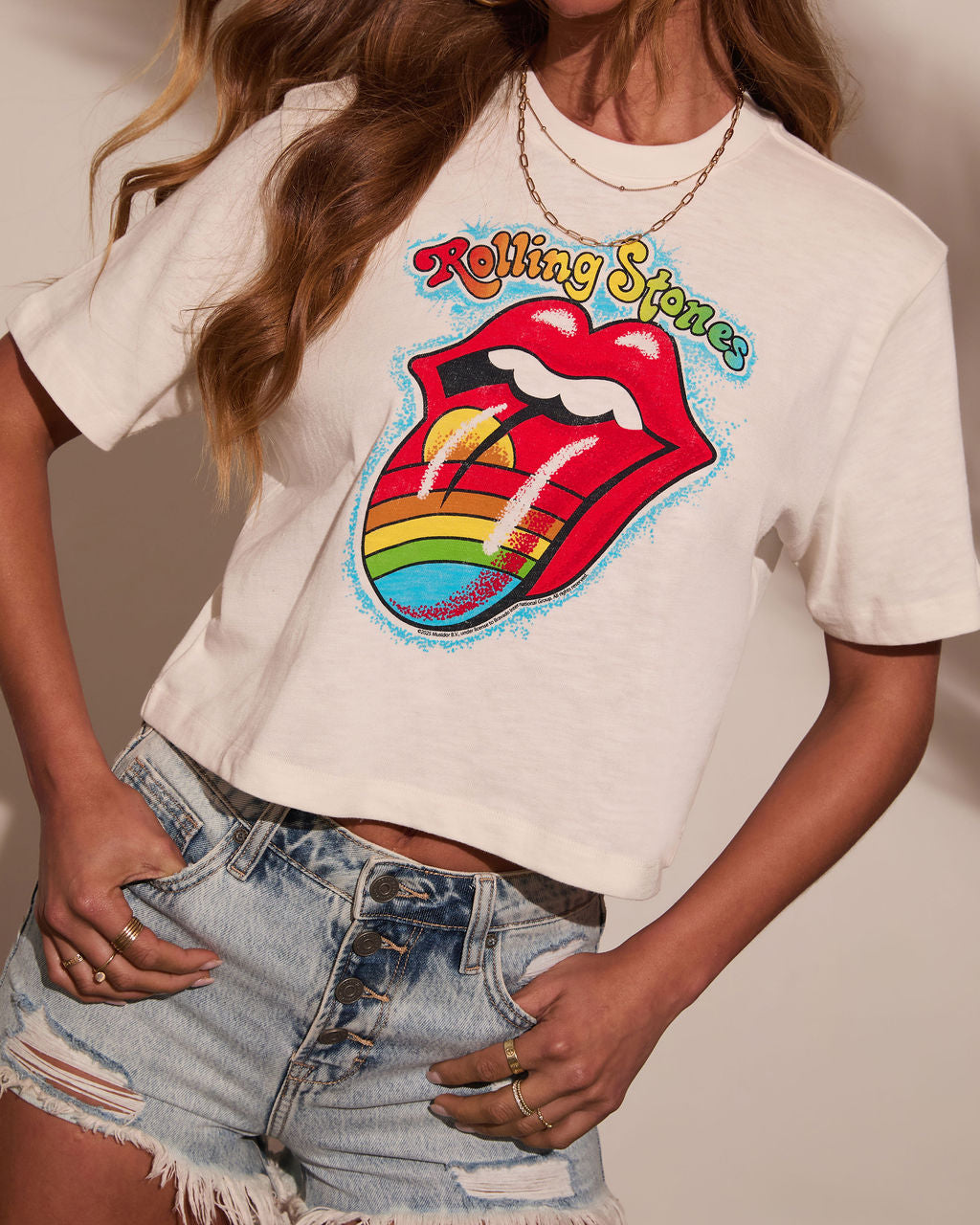 Rolling Stones Cropped Graphic Tee