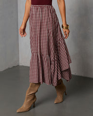 Metina Gingham Midi Skirt