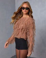 Memorable Night Ruffle Mesh Top
