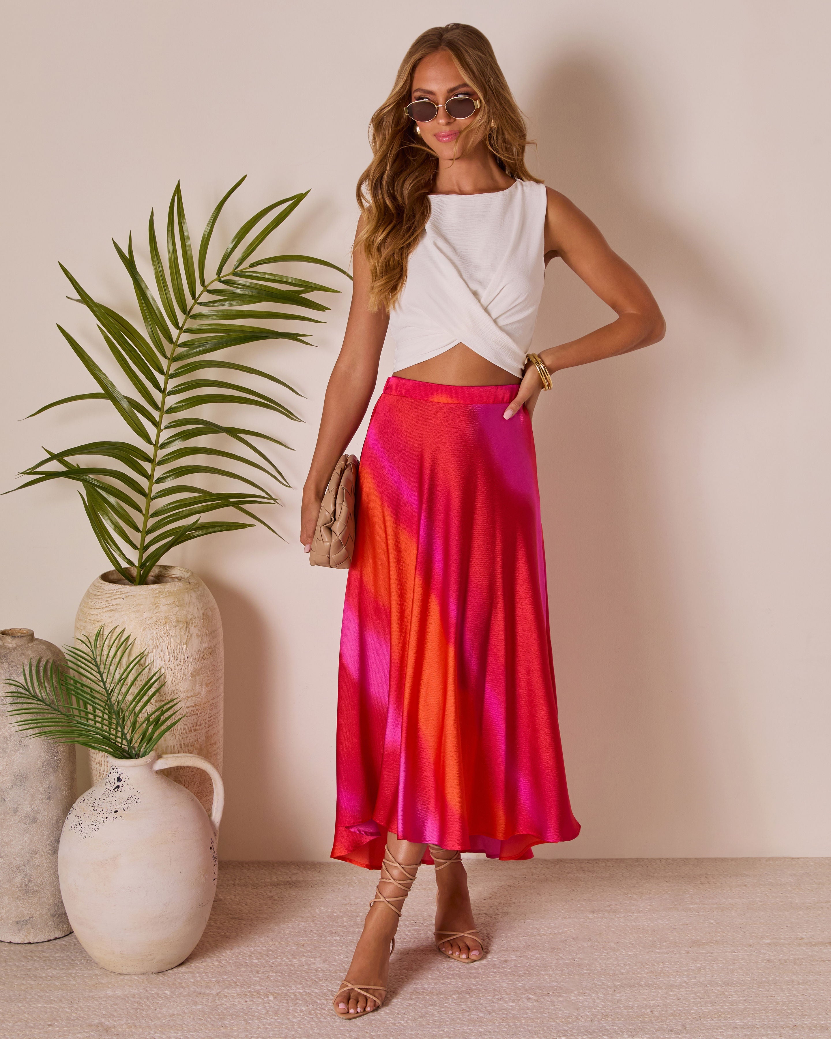 Christien Surplice Hem Crop Top