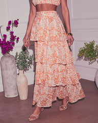 Good Days Tiered Floral Midi Skirt