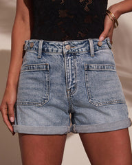 Marta Buttoned Waist Denim Shorts