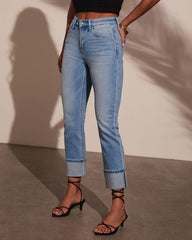 Julieanne Super Stretch Straight Leg Cuff Jeans