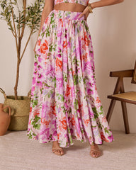 Moonpetal Floral Pleated Maxi Skirt