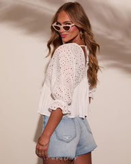 Charm Hour Peasant Eyelet Blouse