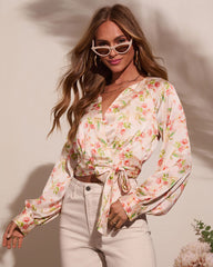 Elysee Floral Satin Wrap Top
