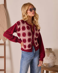 Low Skies Contrast Crochet Cardigan