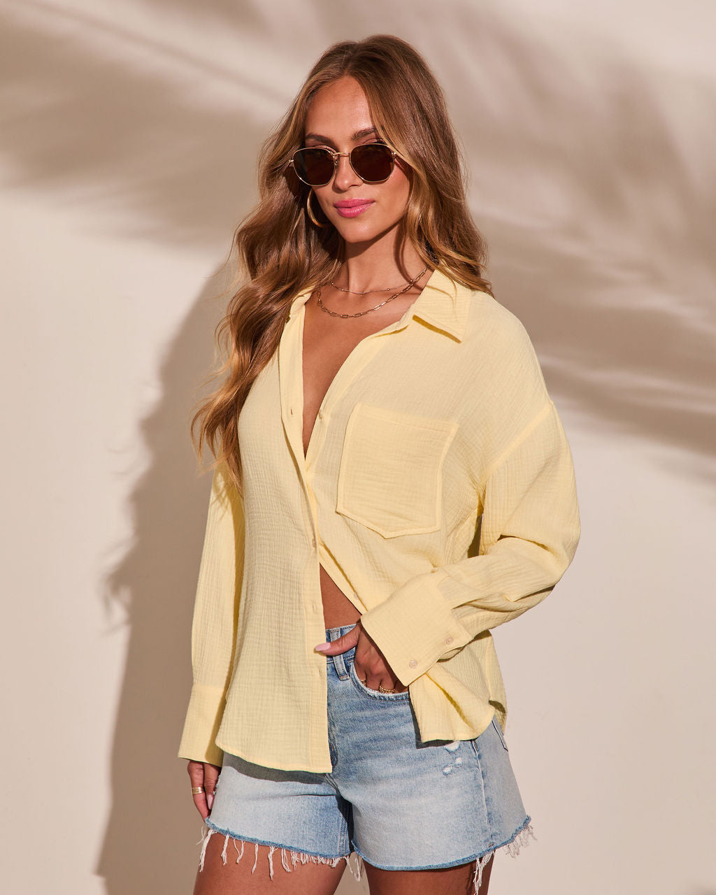 Seaberry Collared Button Down Top