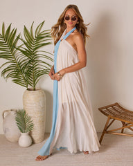Moonmilk Color Block Halter Maxi Dress